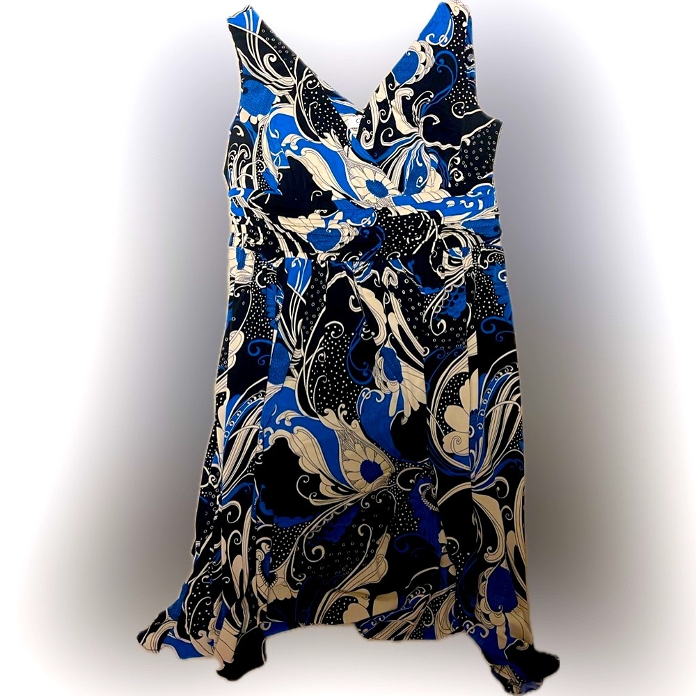 Dress, floral pattern on blue background